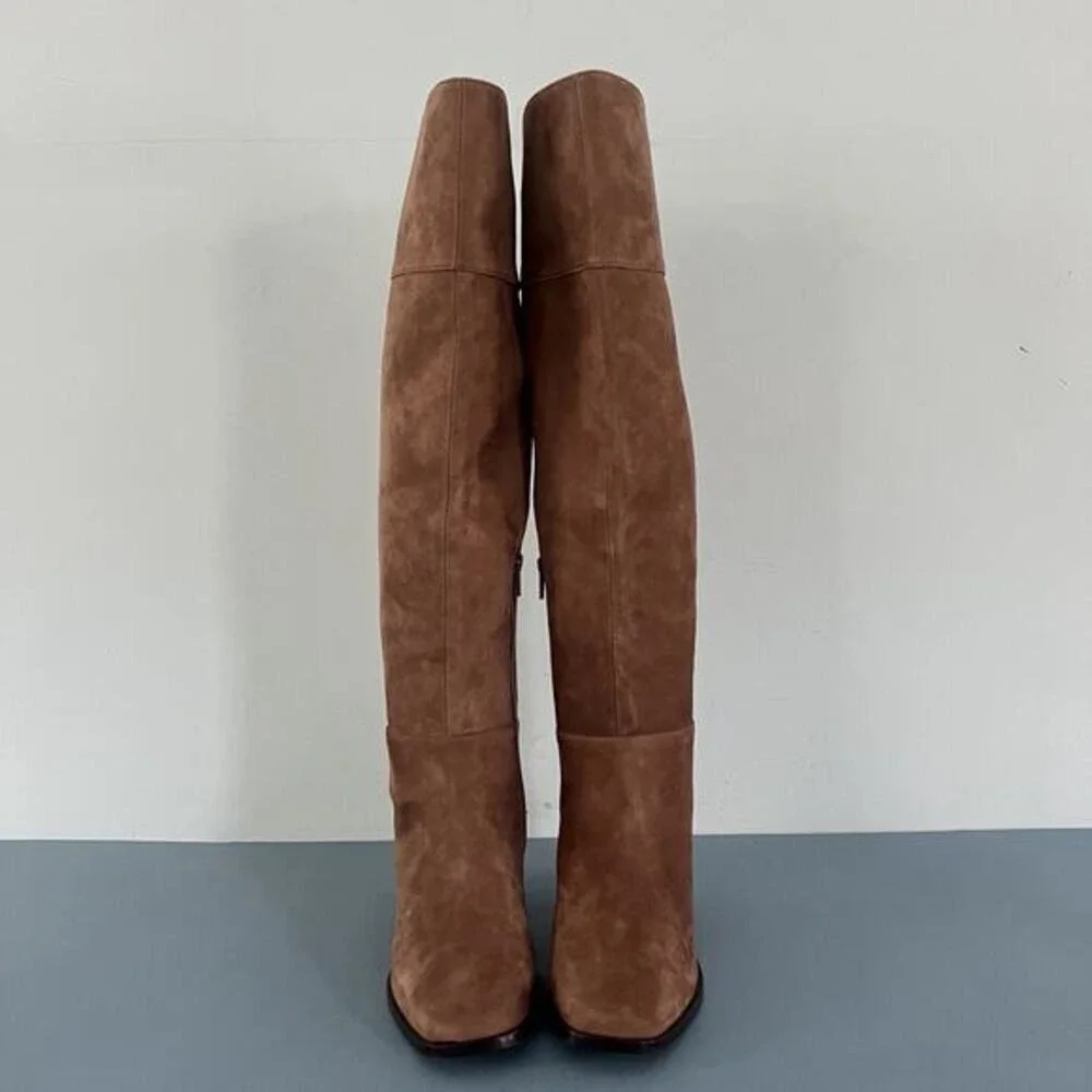 Antonio Melani Rilee Brown Suede Over The Knee Tall Dress Boots - Picture 4 of 11